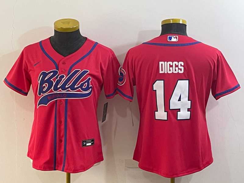 Women%27s Buffalo Bills #14 Stefon Diggs Red Stitched Cool Base Nike Baseball Jersey->women nfl jersey->Women Jersey